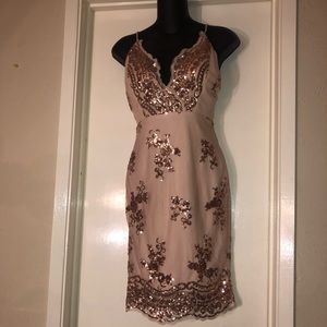 Party strap dress (Rose Gold)